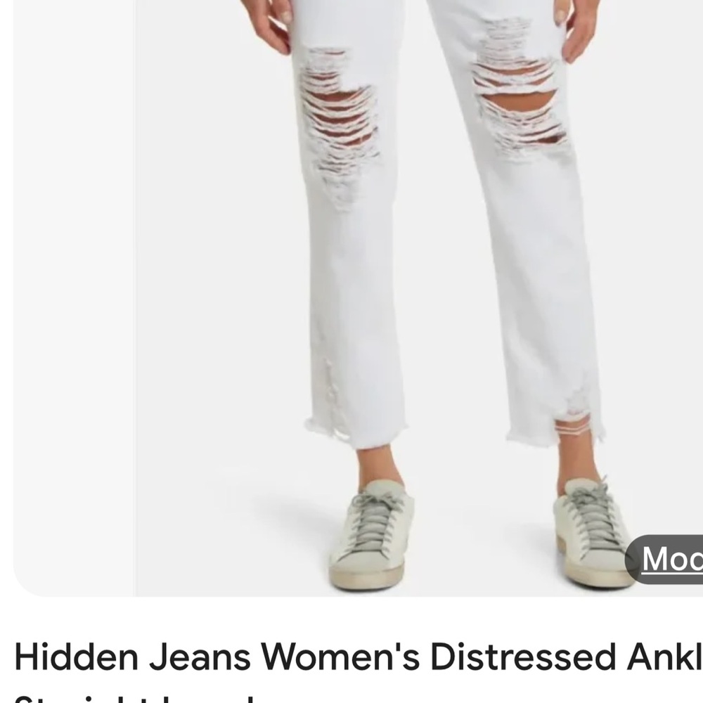 Distressed White Ankle Jeans